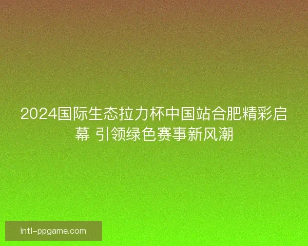 2024国际生态拉力杯中国站合肥精彩启幕 引领绿色赛事新风潮