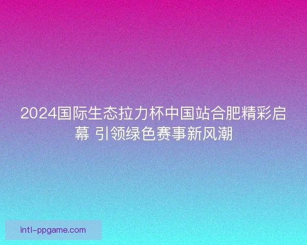2024国际生态拉力杯中国站合肥精彩启幕 引领绿色赛事新风潮