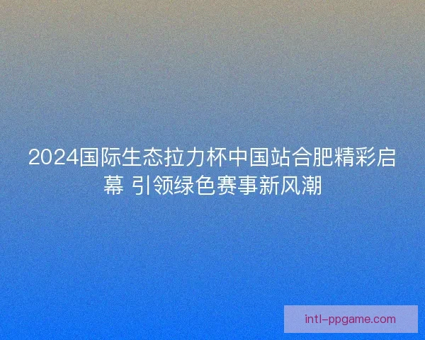 2024国际生态拉力杯中国站合肥精彩启幕 引领绿色赛事新风潮